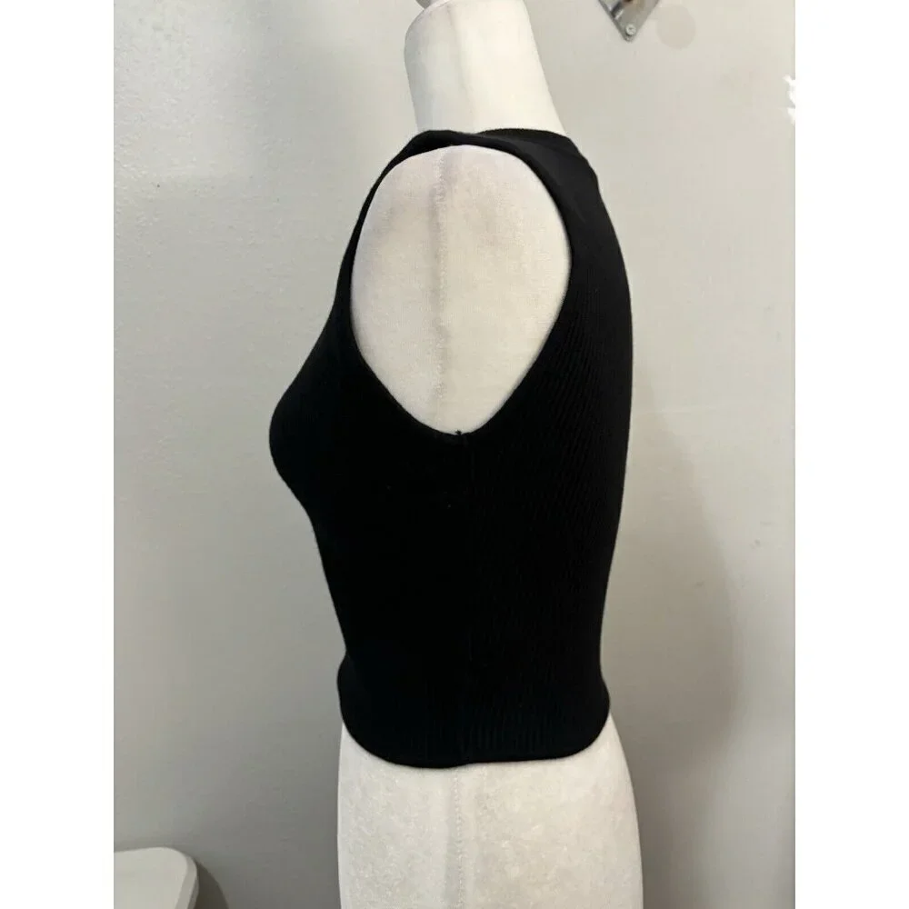 House Of Harlow1960 Ribbed Cropped Blouse Sleeveless Thick Material size Medium